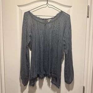 58- Free people 100% viscous lightweight fringe blouse